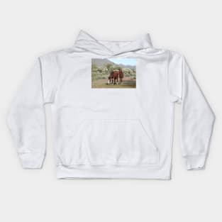 Wild horses, salt river, Sonoran desert, Arizona, wildlife gifts Kids Hoodie